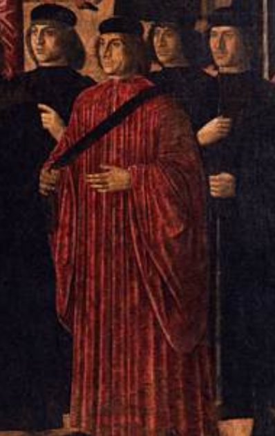 An example of the style of red toga worn by the Rector Example of Venetian style red toga